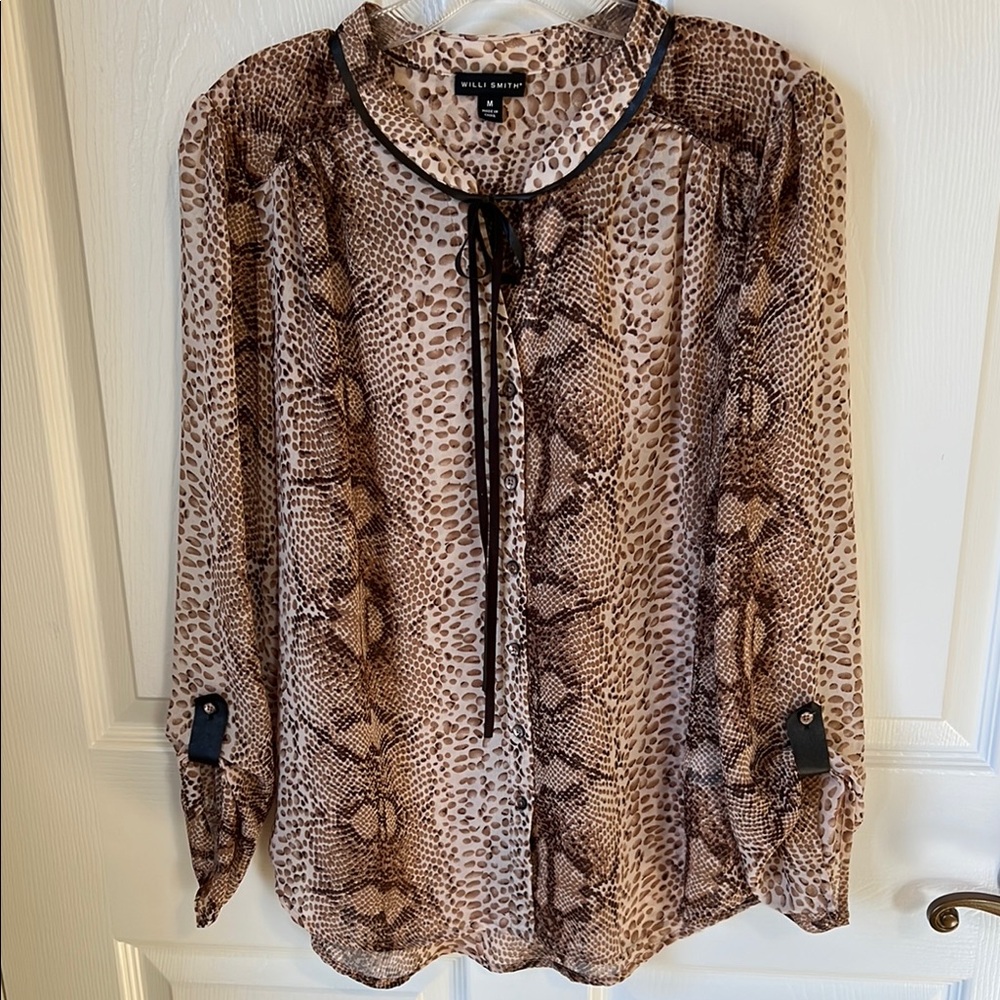 Willi Smith Sheer Snake Print Blouse